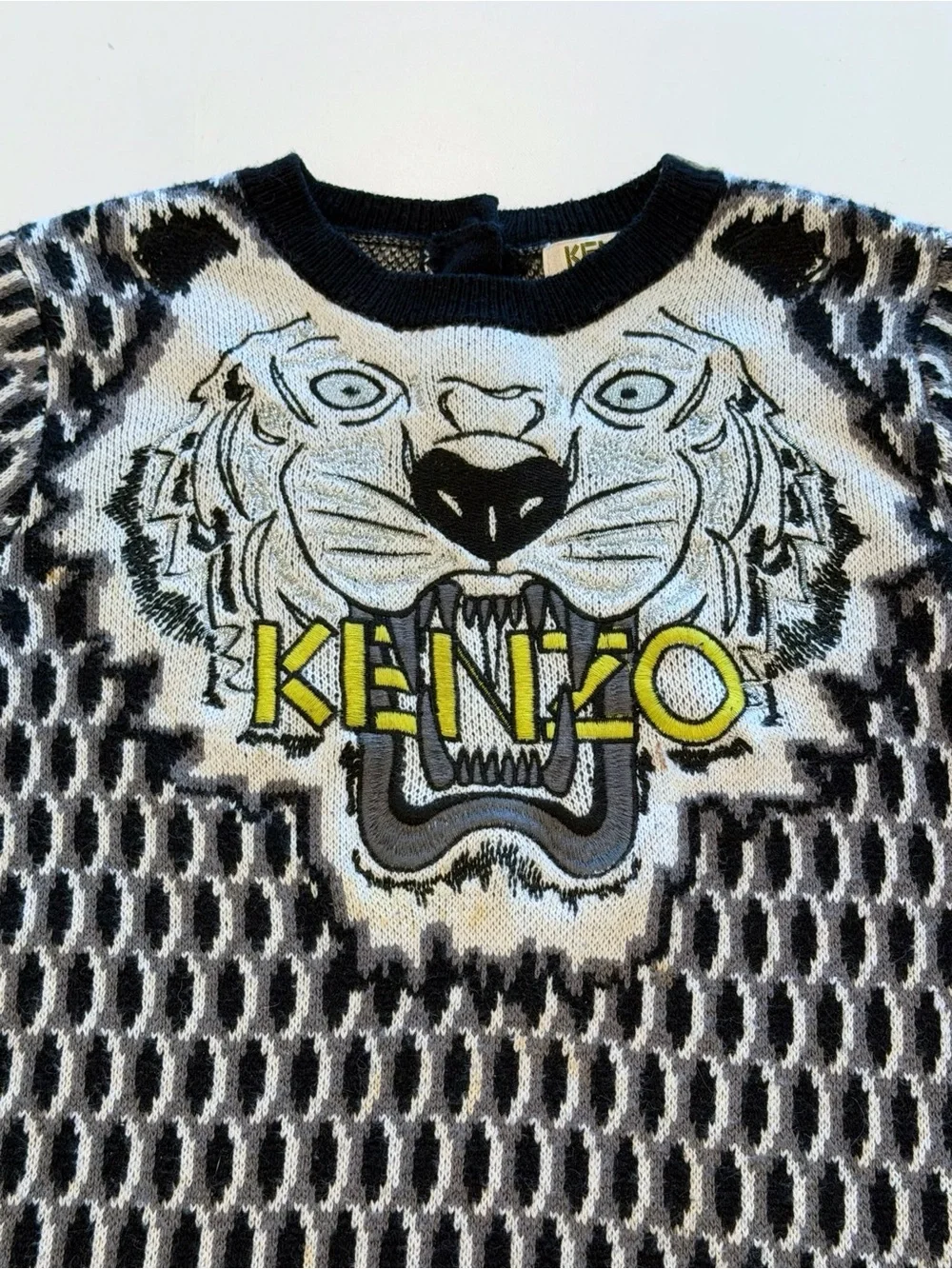 Kenzo Kids Embroidered Tiger Knit Sweater Dress